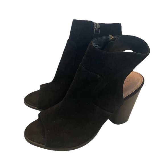 Caslon Nordstrom Open Toe Suede Bootie Black Suede Size 8.5M - Picture 3 of 11